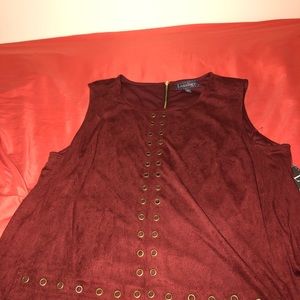 No sleeve thick maroon dress